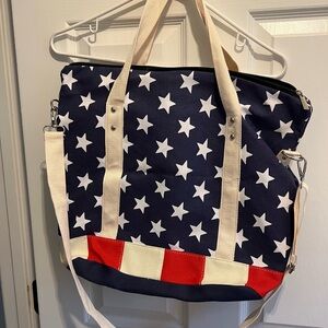 Star-Patterned Navy Tote Bag